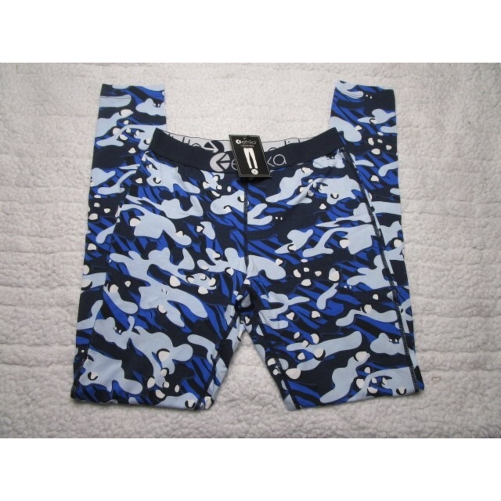 Ethika Girls Leggings Size Small Blue Water Ocean Print Activewear Jogger